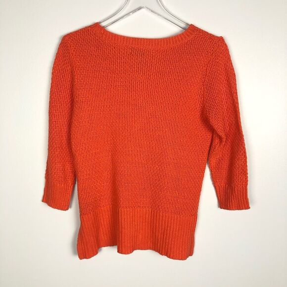 Ralph Lauren Orange Knit Sweater 3/4 Sleeve S EUC - Picture 2 of 6